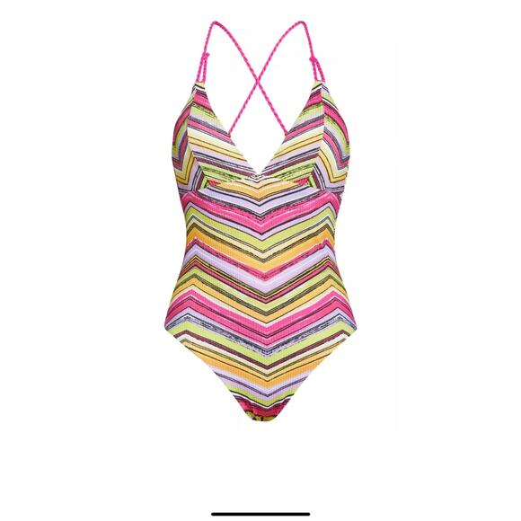 Becca Reversible Abigail Colorful One-Piece Swimsuit L66255 Size Small - Picture 6 of 10